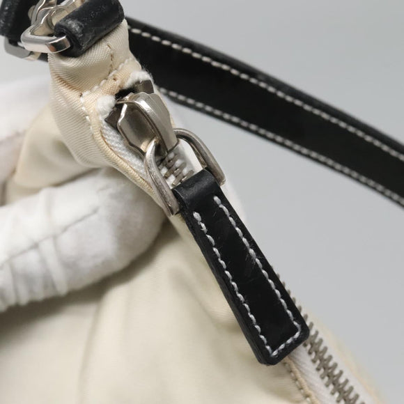 PRADA Shoulder Bag Nylon White Silver Auth 136266
