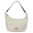 PRADA Shoulder Bag Nylon White Silver Auth 136266-13