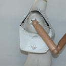 PRADA Shoulder Bag Nylon White Silver Auth 136266-24