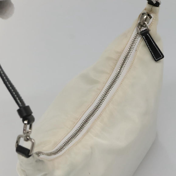 PRADA Shoulder Bag Nylon White Silver Auth 136266