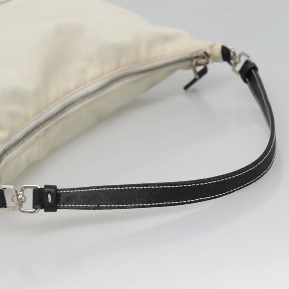 PRADA Shoulder Bag Nylon White Silver Auth 136266