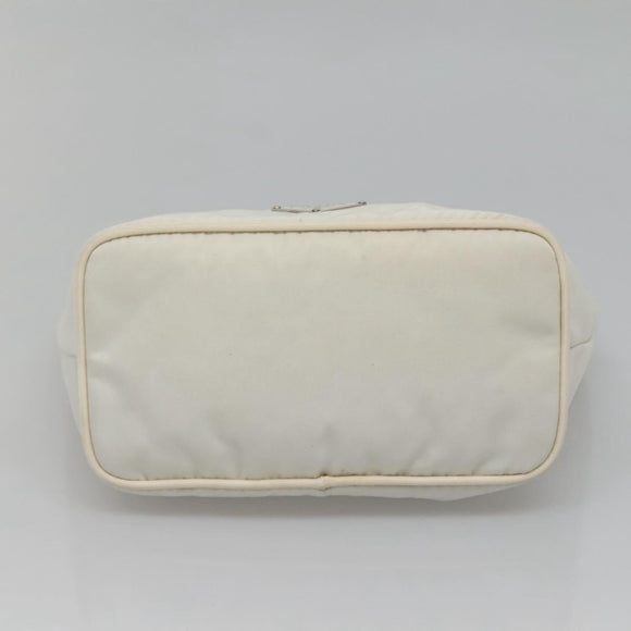 PRADA Shoulder Bag Nylon White Silver Auth 136266