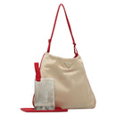 PRADA Hand Bag Satin Beige Auth 136267-1