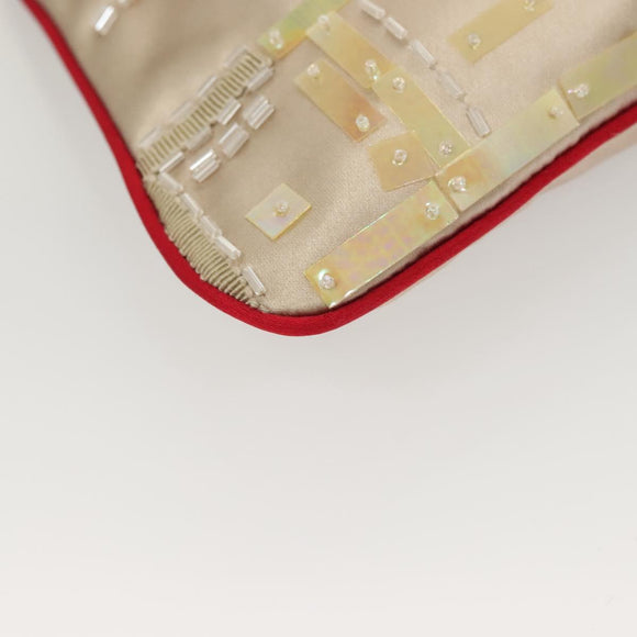 PRADA Hand Bag Satin Beige Auth 136267