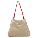 PRADA Hand Bag Satin Beige Auth 136267-13