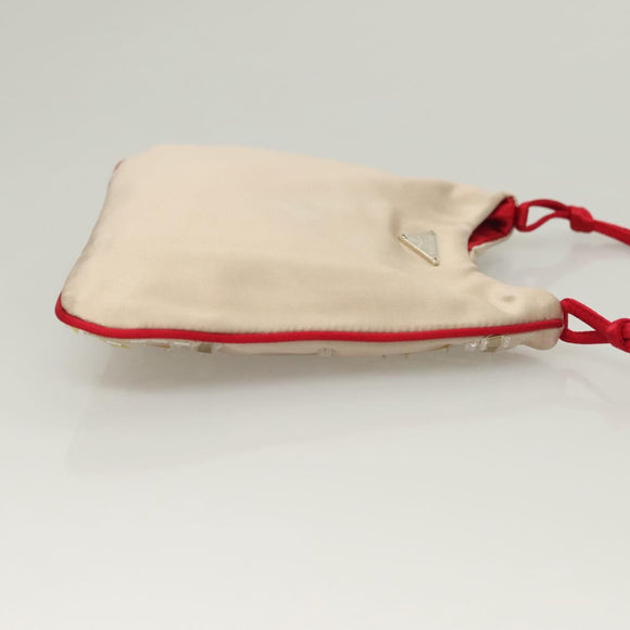 PRADA Hand Bag Satin Beige Auth 136267