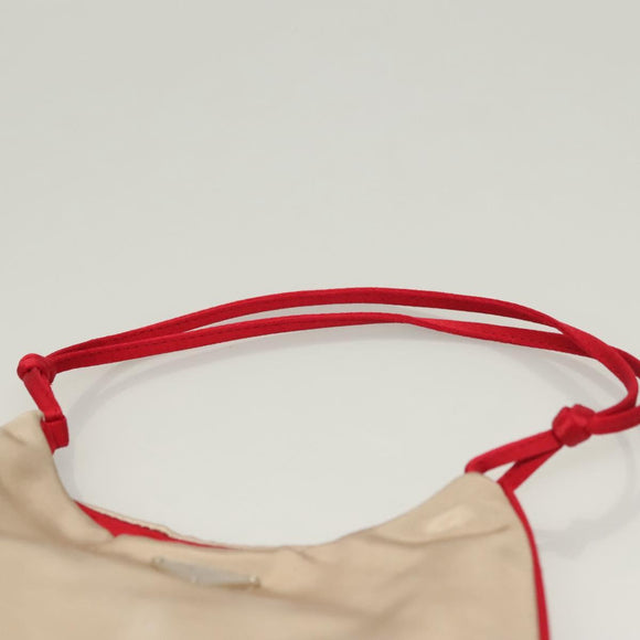 PRADA Hand Bag Satin Beige Auth 136267