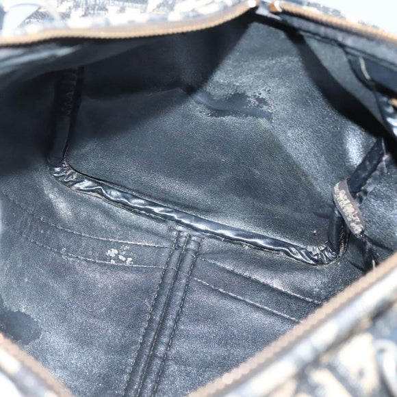 Christian Dior Trotter Canvas Boston Bag Navy Silver Auth 136274