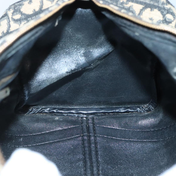 Christian Dior Trotter Canvas Boston Bag Navy Silver Auth 136274