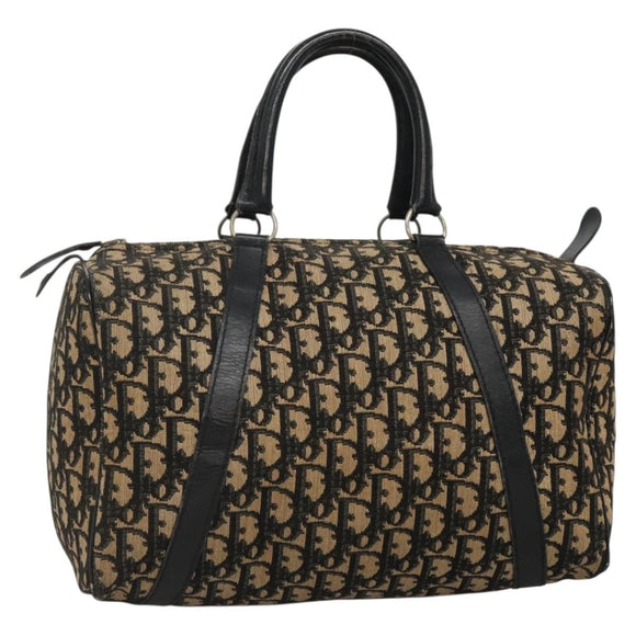 Christian Dior Trotter Canvas Boston Bag Navy Silver Auth 136274