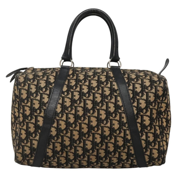 Christian Dior Trotter Canvas Boston Bag Navy Silver Auth 136274