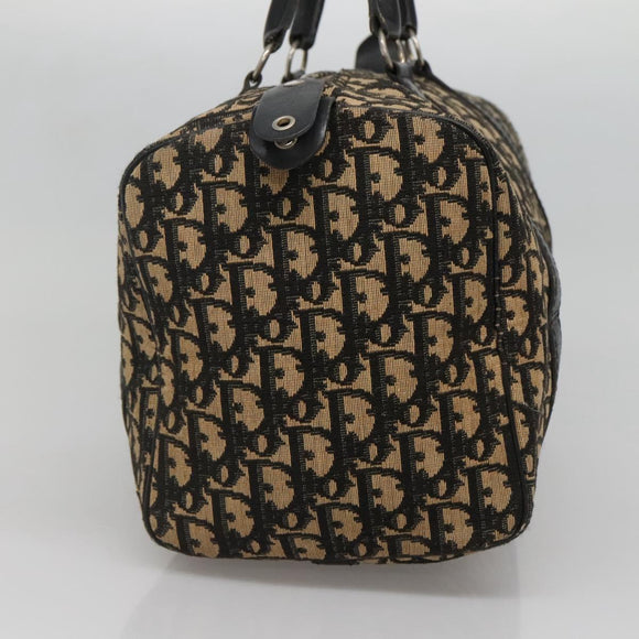 Christian Dior Trotter Canvas Boston Bag Navy Silver Auth 136274