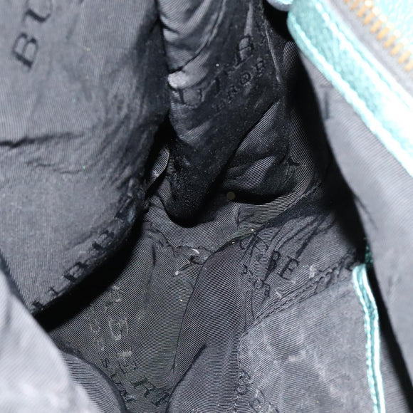 BURBERRY Protham Hand Bag Leather Blue Gold Auth 136277