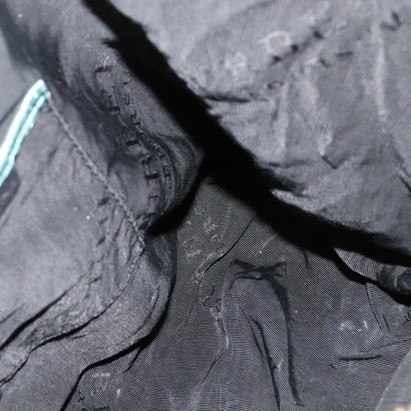 BURBERRY Protham Hand Bag Leather Blue Gold Auth 136277