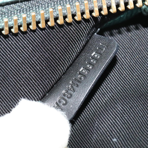 BURBERRY Protham Hand Bag Leather Blue Gold Auth 136277