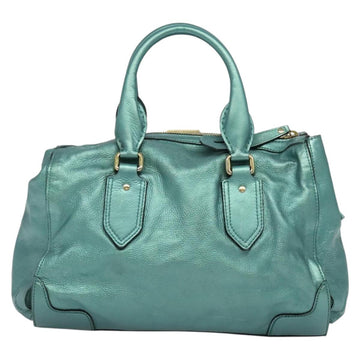 BURBERRY Protham Hand Bag Leather Blue Gold Auth 136277 - 0