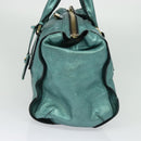 BURBERRY Protham Hand Bag Leather Blue Gold Auth 136277-4