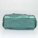 BURBERRY Protham Hand Bag Leather Blue Gold Auth 136277-5