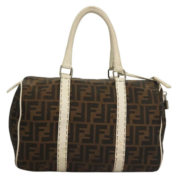 FENDI Celeria Zucca Canvas Hand Bag Black Silver Brown Auth 136283 - 0