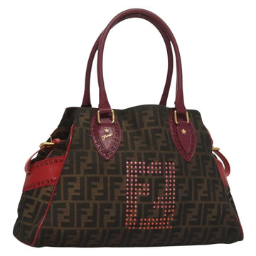 FENDI Zucca Canvas Tote Bag Black Gold Brown Auth 136284