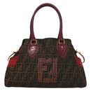 FENDI Zucca Canvas Tote Bag Black Gold Brown Auth 136284-13