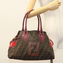 FENDI Zucca Canvas Tote Bag Black Gold Brown Auth 136284-22