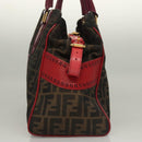 FENDI Zucca Canvas Tote Bag Black Gold Brown Auth 136284-3