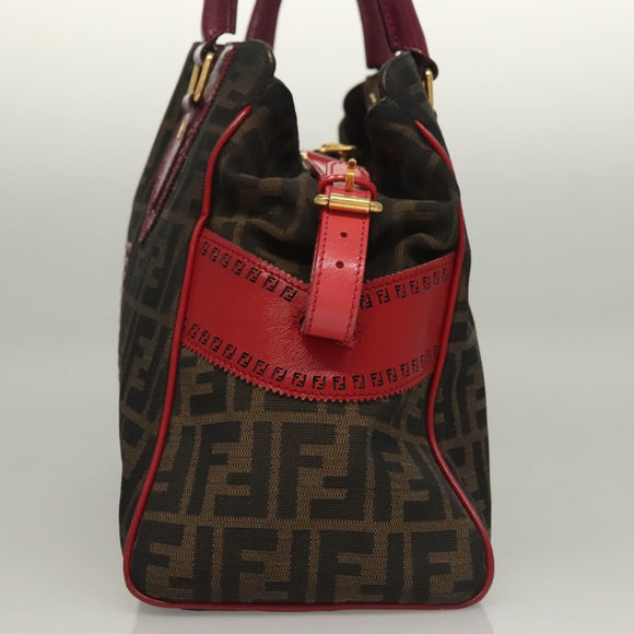 FENDI Zucca Canvas Tote Bag Black Gold Brown Auth 136284