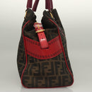 FENDI Zucca Canvas Tote Bag Black Gold Brown Auth 136284-4