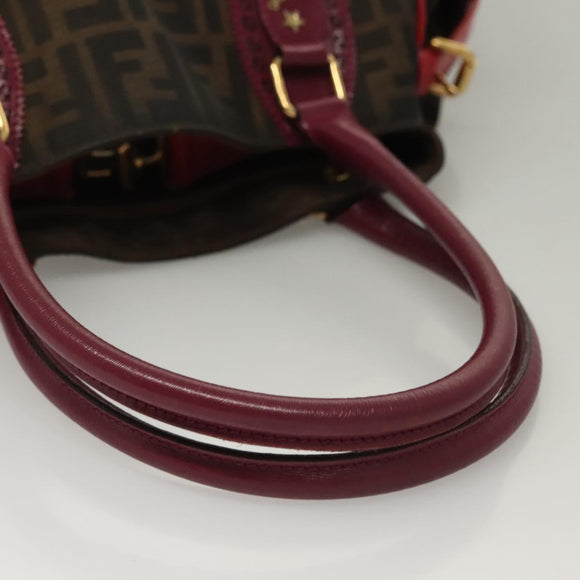 FENDI Zucca Canvas Tote Bag Black Gold Brown Auth 136284