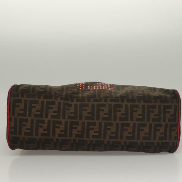 FENDI Zucca Canvas Tote Bag Black Gold Brown Auth 136284