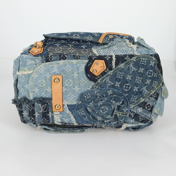 LOUIS VUITTON Monogram Denim Patchwork Bowery Tote Bag Blue M95376 Auth 136291SAV