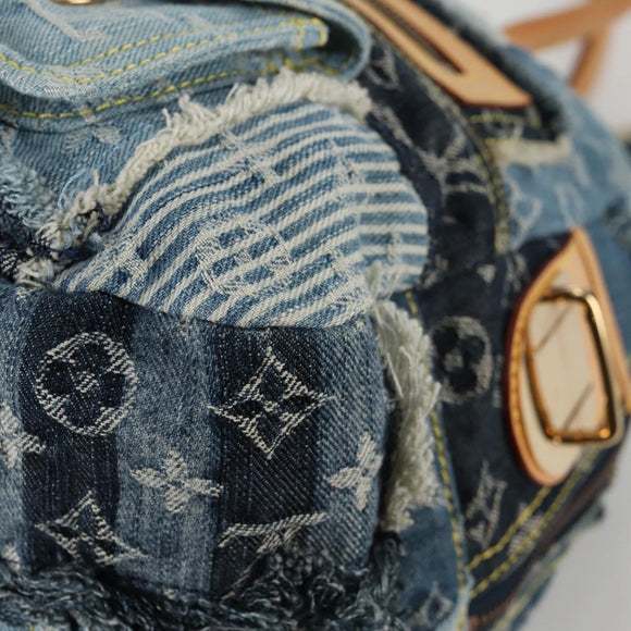 LOUIS VUITTON Monogram Denim Patchwork Bowery Tote Bag Blue M95376 Auth 136291V