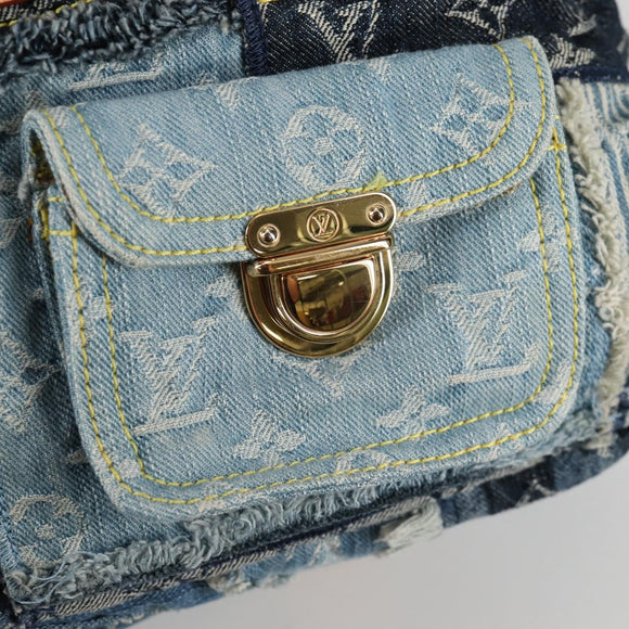 LOUIS VUITTON Monogram Denim Patchwork Bowery Tote Bag Blue M95376 Auth 136291SAV
