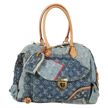 LOUIS VUITTON Monogram Denim Patchwork Bowery Tote Bag Blue M95376 Auth 136291SAV