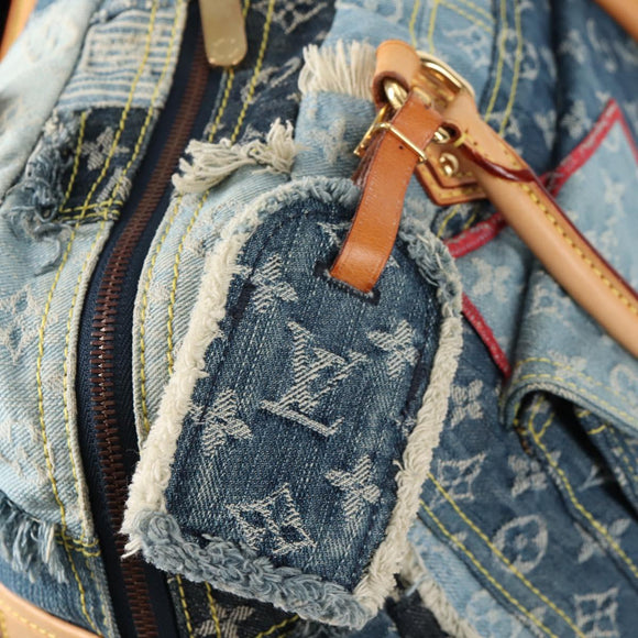LOUIS VUITTON Monogram Denim Patchwork Bowery Tote Bag Blue M95376 Auth 136291V