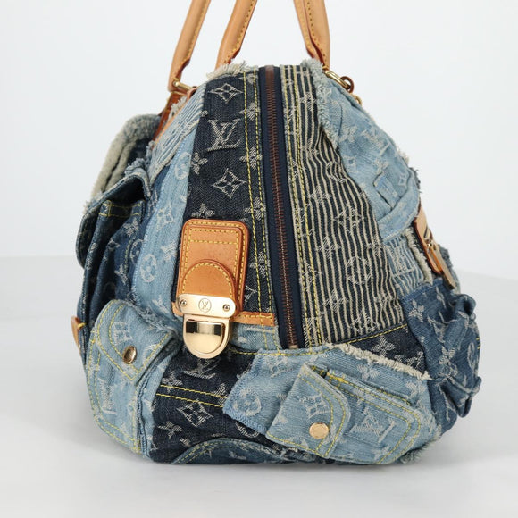 LOUIS VUITTON Monogram Denim Patchwork Bowery Tote Bag Blue M95376 Auth 136291SAV