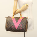 LOUIS VUITTON Monogram V Line Speedy 30 Hand Bag Pink LV Auth 136293-22