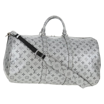 LOUIS VUITTON Monogram Keepall Bandouliere 50 Bag Silver M43848 LV Auth 136294M