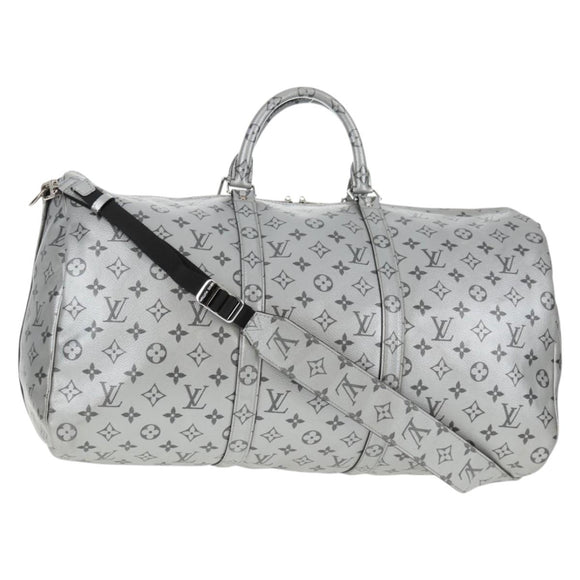 LOUIS VUITTON Monogram Keepall Bandouliere 50 Bag Silver M43848 LV Auth 136294M