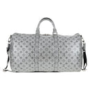 LOUIS VUITTON Monogram Keepall Bandouliere 50 Bag Silver M43848 LV Auth 136294M-3