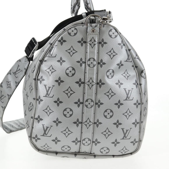 LOUIS VUITTON Monogram Keepall Bandouliere 50 Bag Silver M43848 LV Auth 136294M