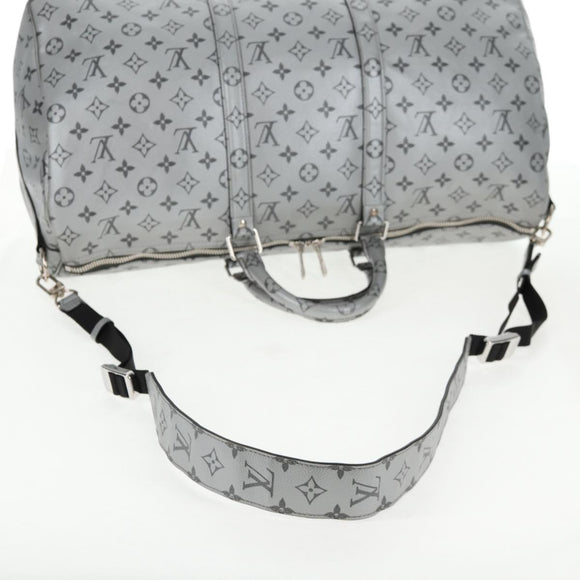 LOUIS VUITTON Monogram Keepall Bandouliere 50 Bag Silver M43848 LV Auth 136294M