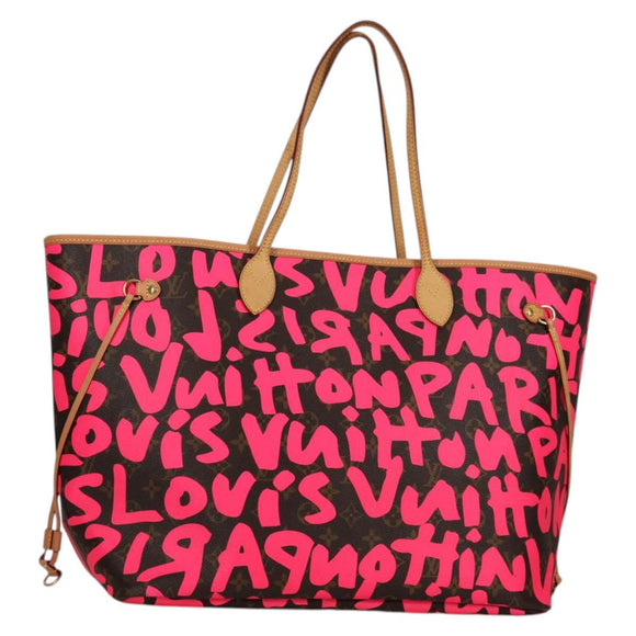 LOUIS VUITTON Monogram Graffiti Neverfull GM Bag Fuchsia M93701 LV Auth 136298V