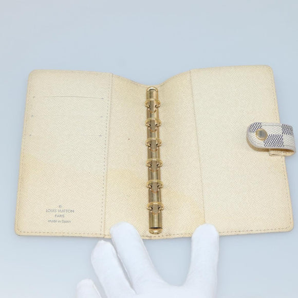 LOUIS VUITTON Damier Azur Agenda PM Day Planner Cover R20706 LV Auth 136301