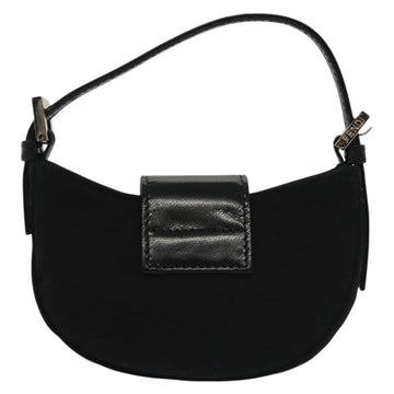 FENDI Mini Croissant Hand Bag Nylon Black Silver Auth 136308 - 0