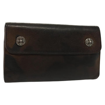 Chrome Hearts Wave Cross Ball Long Wallet Leather Green Auth 136315