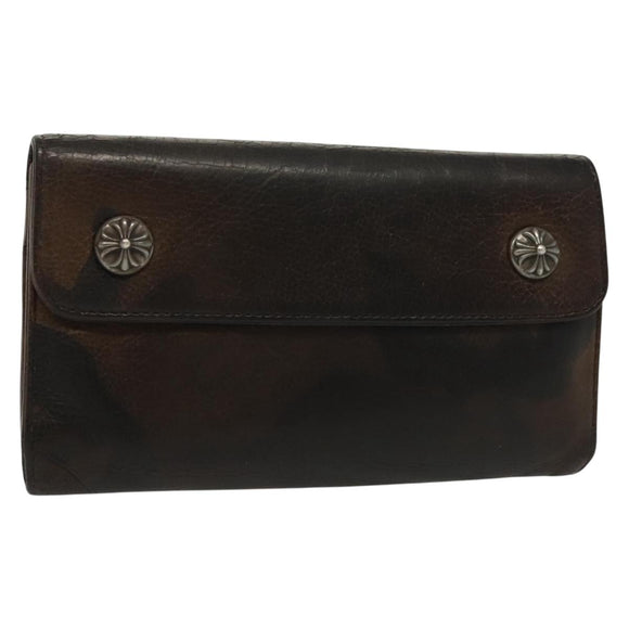 Chrome Hearts Wave Cross Ball Long Wallet Leather Green Auth 136315