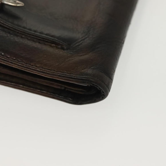 Chrome Hearts Wave Cross Ball Long Wallet Leather Green Auth 136315