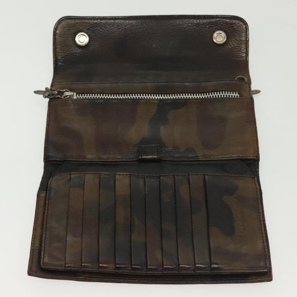 Chrome Hearts Wave Cross Ball Long Wallet Leather Green Auth 136315